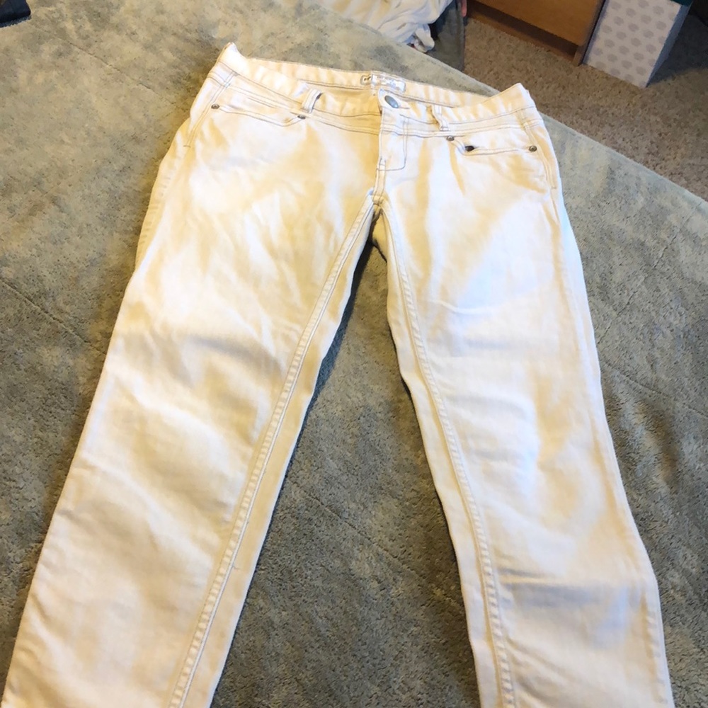 Free people cream 7/8 jeans